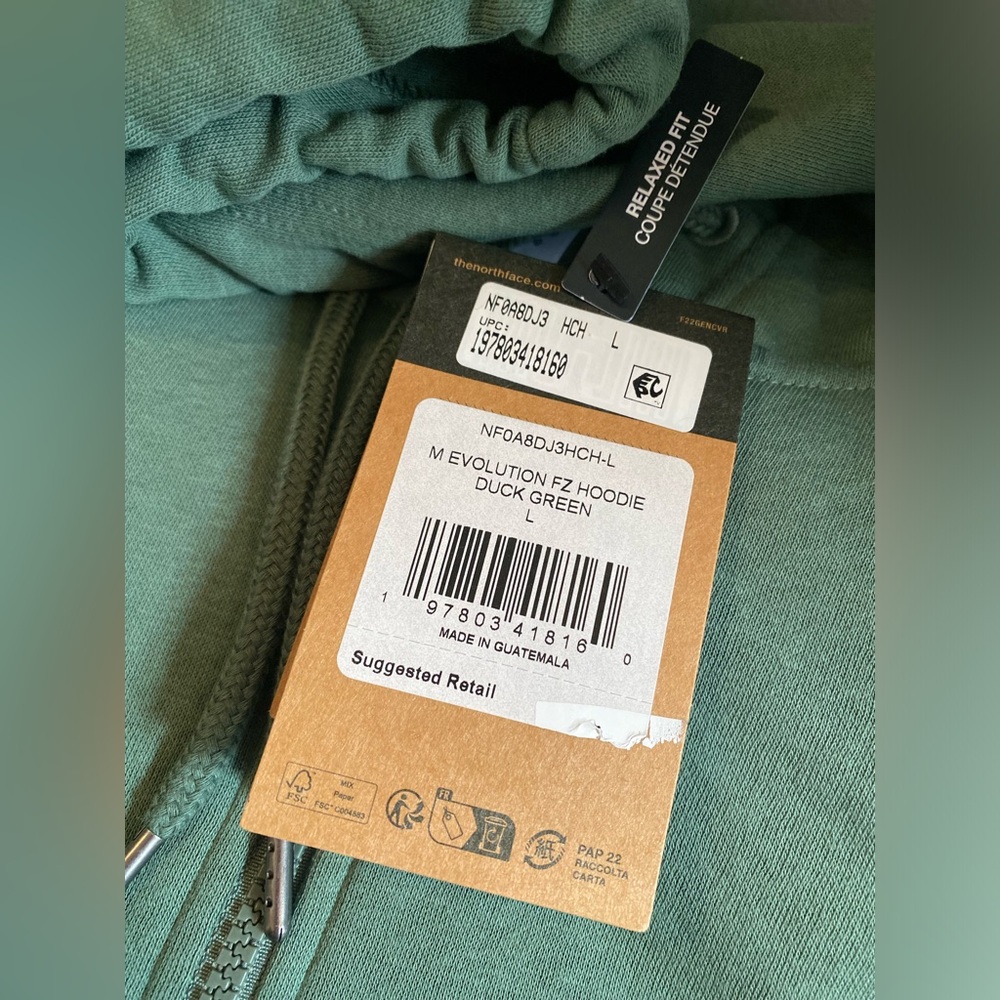 The North Face Men's Evolution Full-Zip Logo Hoodie ✨ Duck Green Size Large - Picture 2 of 16